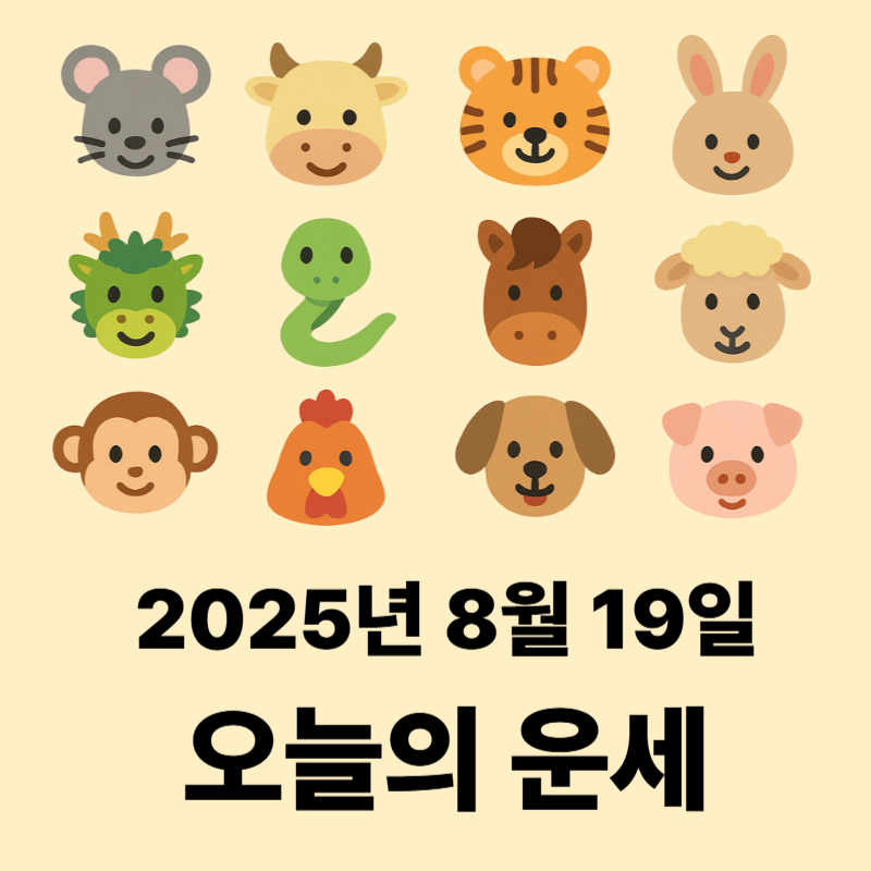 2025년 8월 19일 오늘의 운세
