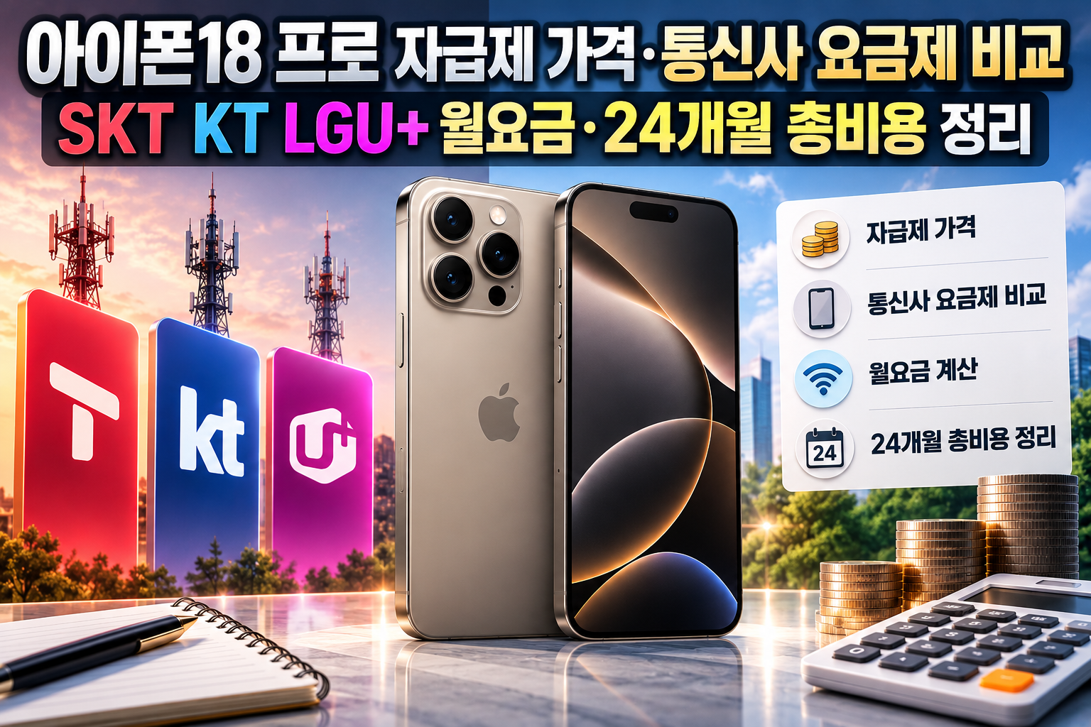 아이폰18 프로 자급제 가격&middot;통신사 요금제 비교｜SKT KT LGU+ 월요금&middot;24개월 총비용 정리 관련 사진