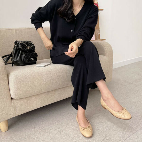 걸스데일리 걸스데일리 니트 가디건 세트 니트투피스 와이드팬츠