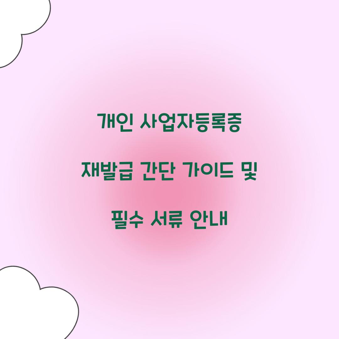 개인 사업자등록증 재발급