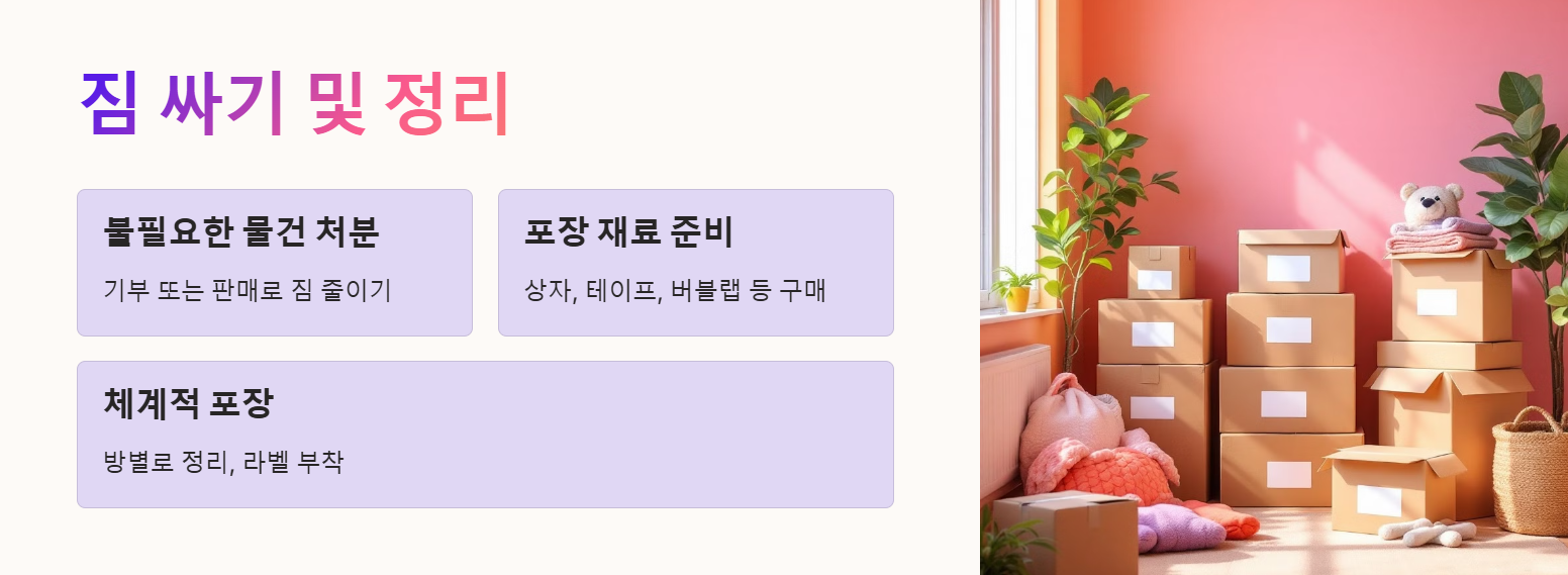 짐 싸기 및 정리