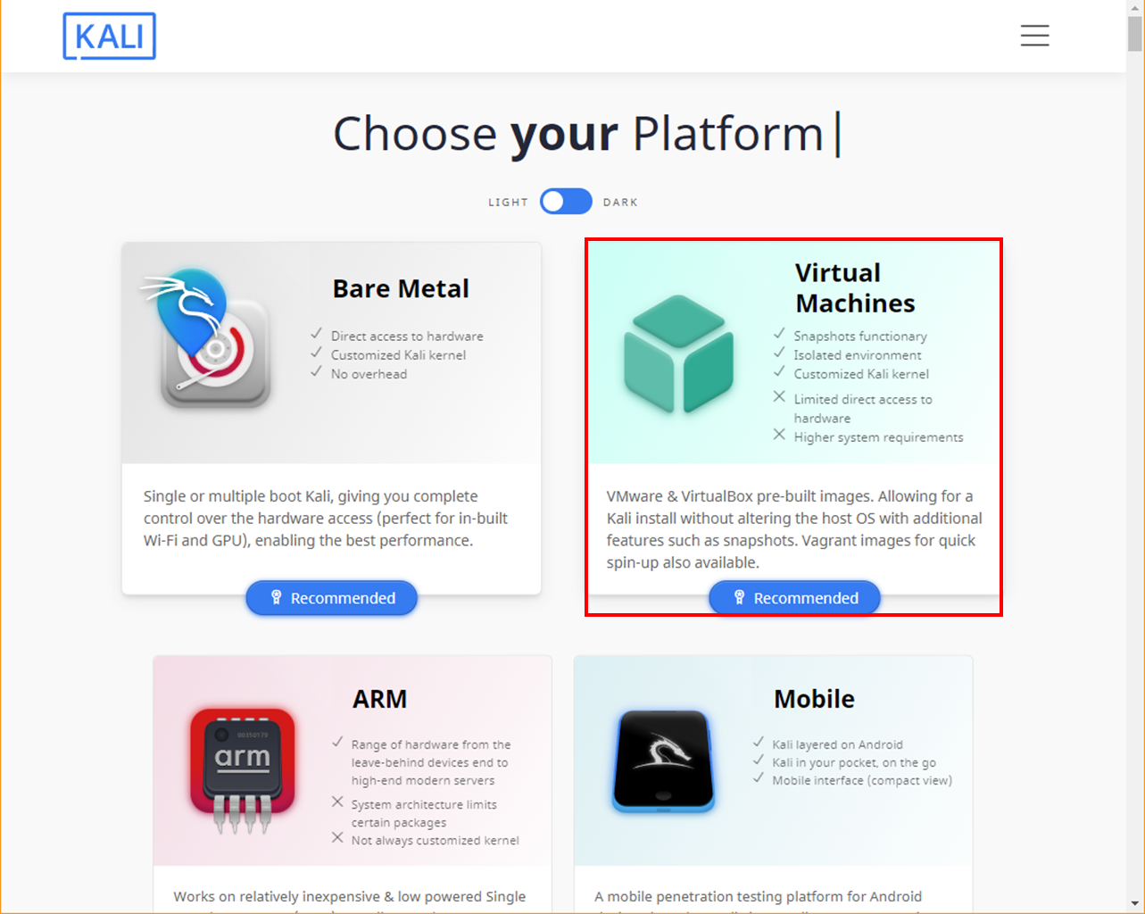 칼리리눅스 운영체제 OS파일 다운로드