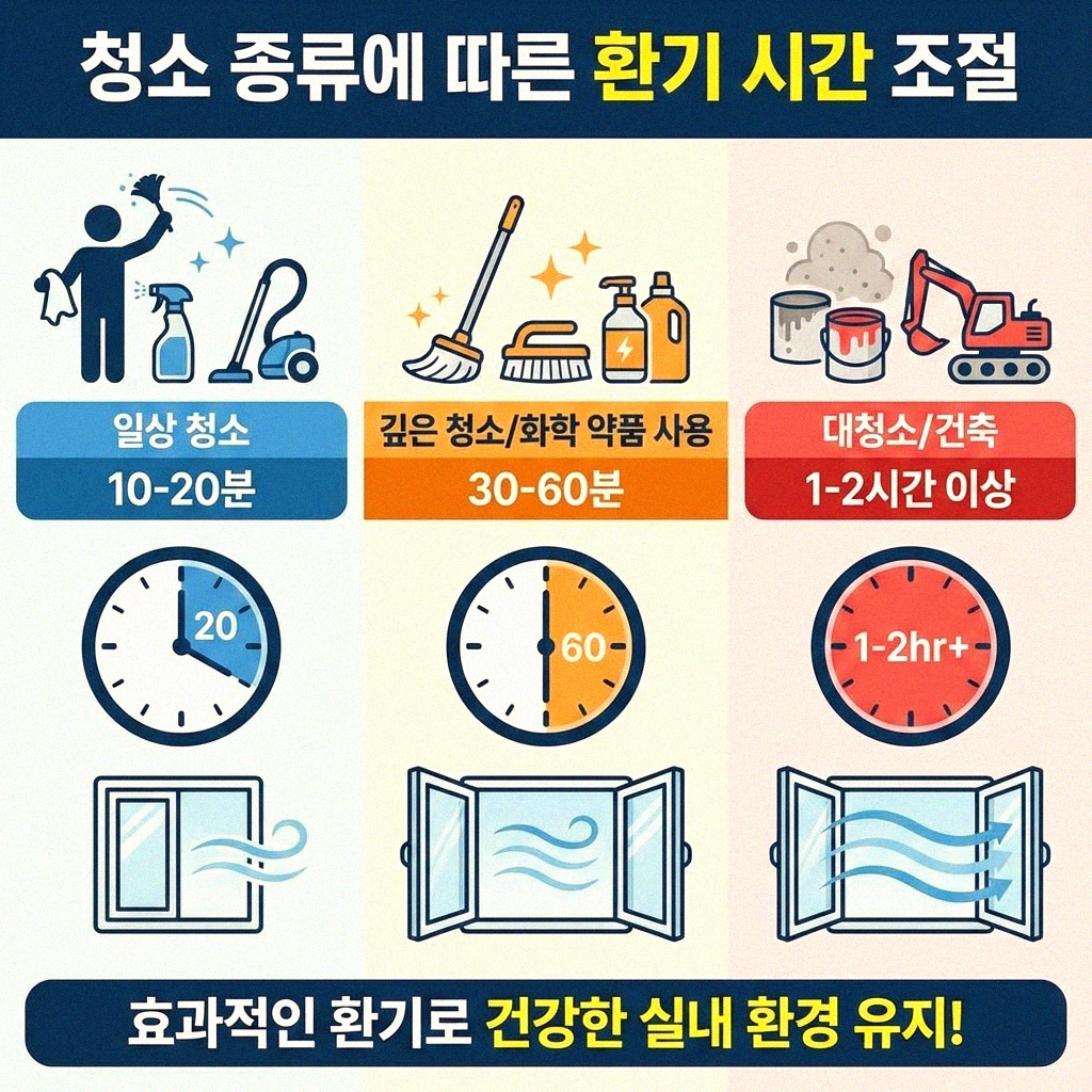 청소 후 환기 시간 알맞게 조절하기