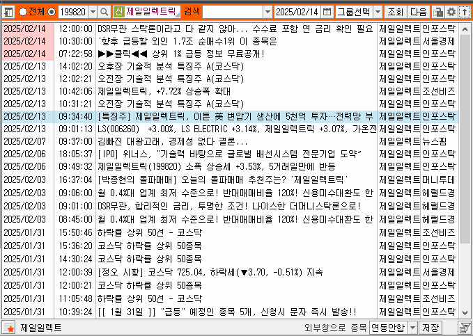 종목 뉴스로 날짜와 시간이 표시되어 있으며 기사 내용을 글로 표현한 그림