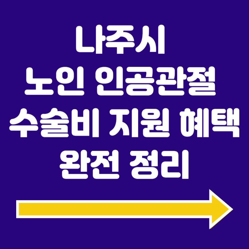 나주시 노인 인공관절 수술비 지원 혜택 완전 정리