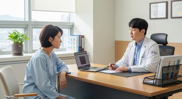 의사와 상담 중인 당뇨 환자