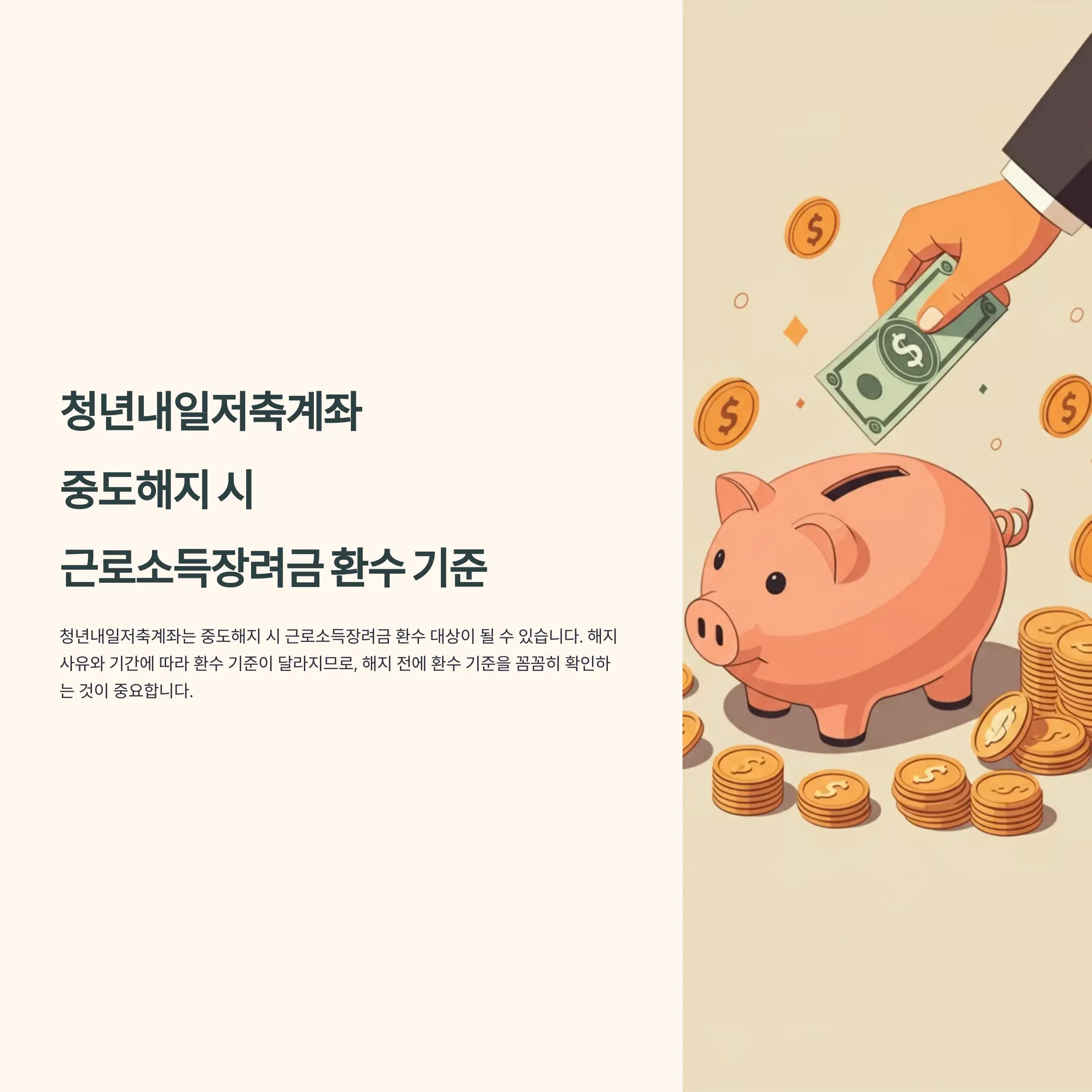 청년내일저축계좌 중도해지 시 근로소득장려금 환수 기준
