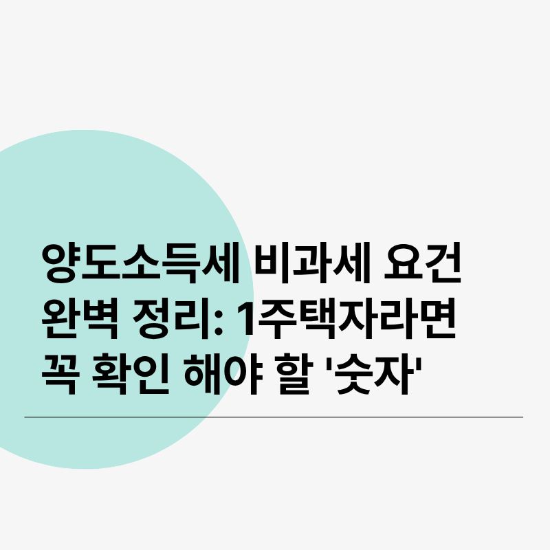 양도소득세 비과세 요건 완벽 정리 1주택자라면 꼭 확인해야 할 '숫자'