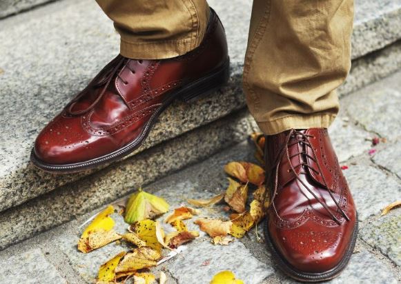 짙은 갈색 윙팁 착용샷