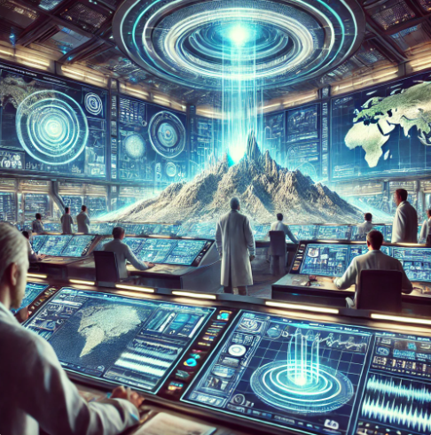 기상청에서 기후를 예측하고 있는 모습