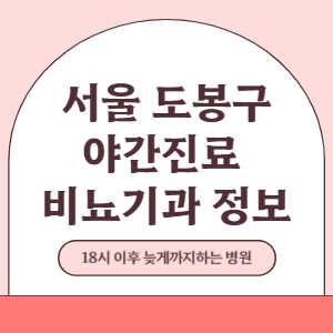 서울 도봉구 야간진료 비뇨기과 병원 (18시 이후 늦게까지하는 병원)