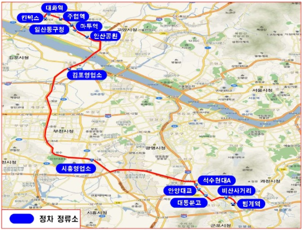 8407번 버스 노선도