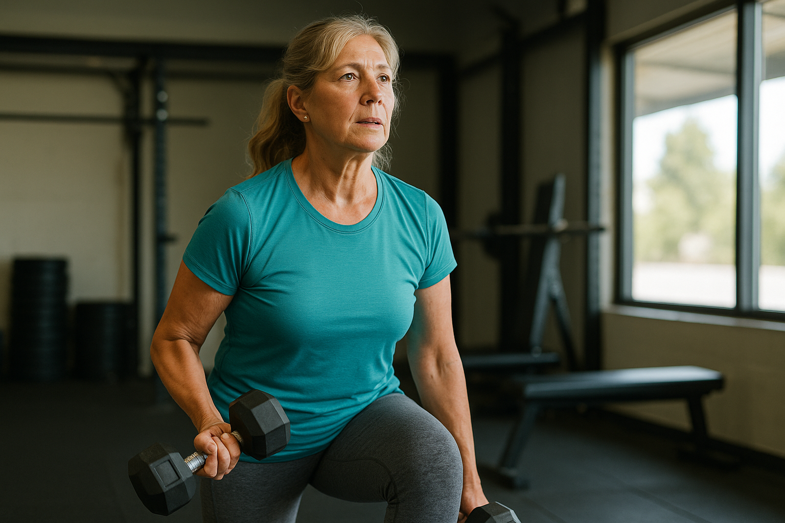 운동하는 50대 중년 여성