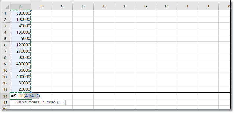 엑셀-여러셀-자동-합계-구하기