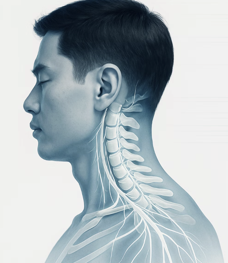 굽은 자세가 부르는 목의 비명