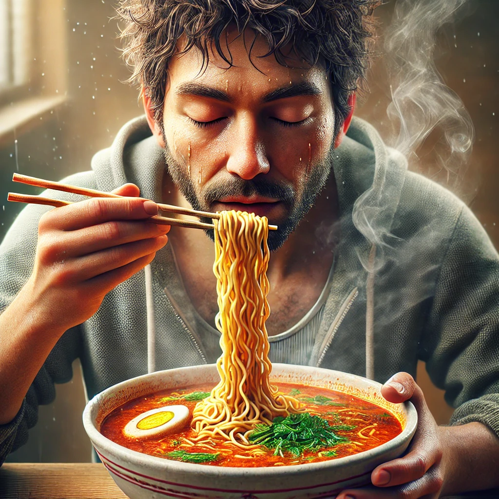 음주-후-얼큰한-라면으로-해장하는-남자