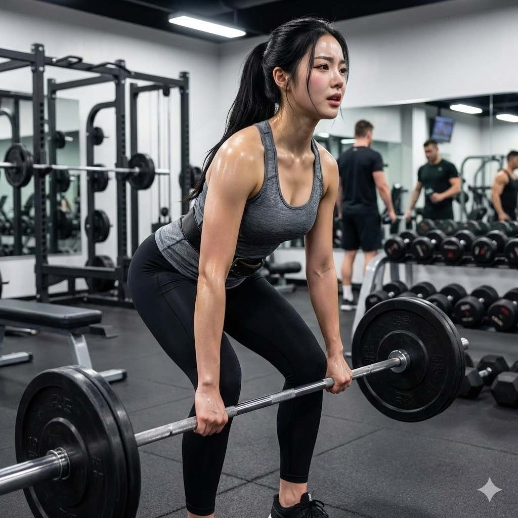 다이어트 기간 근력 운동을 하는 여성 사진