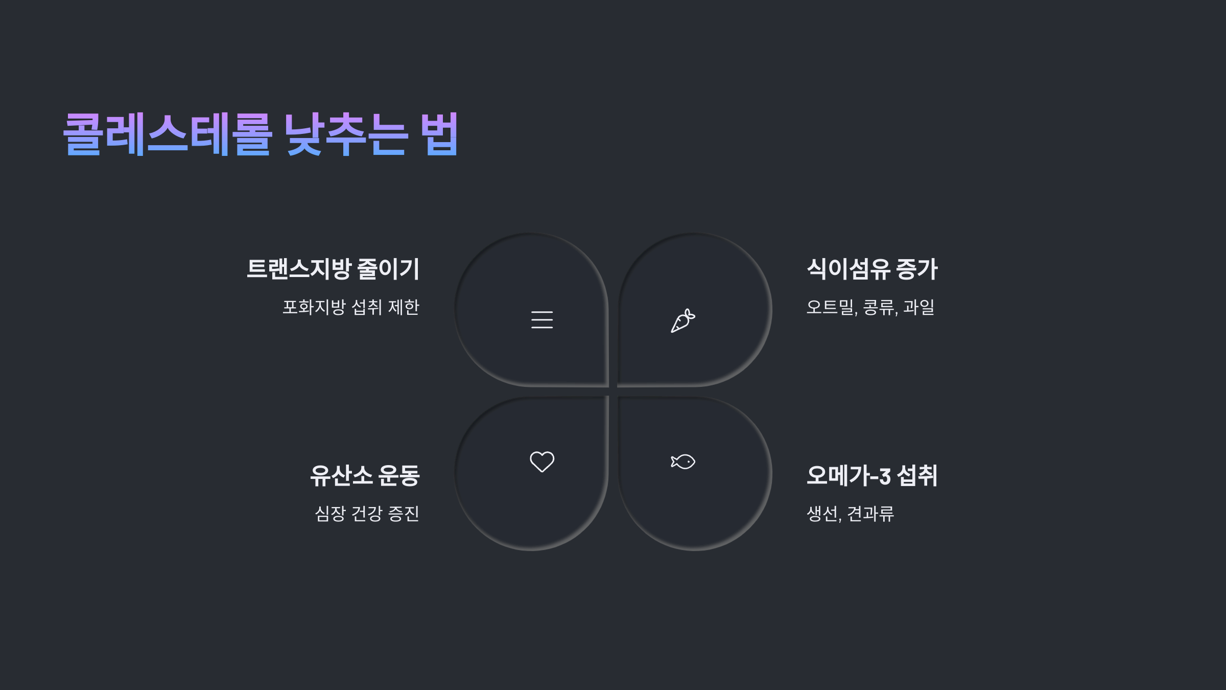 당뇨 예방부터 콜레스테롤 관리까지! 식단 가이드