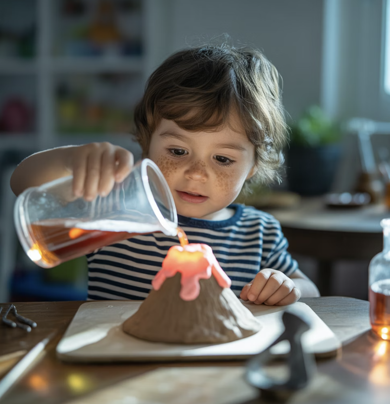 드디어 분출! 식초를 붓는 순간