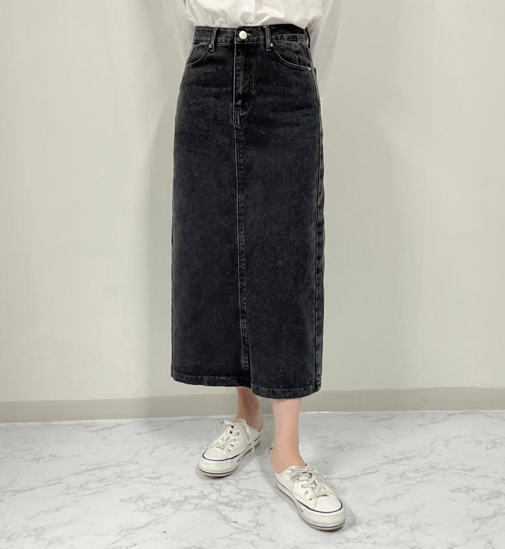 기획전 사이즈 다양 포에니 데님 H라인 롱 스커트