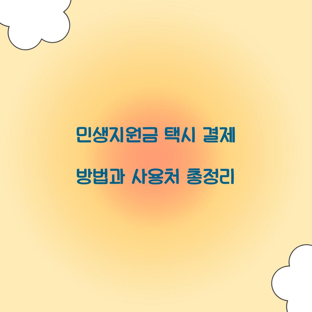 민생지원금 택시 결제