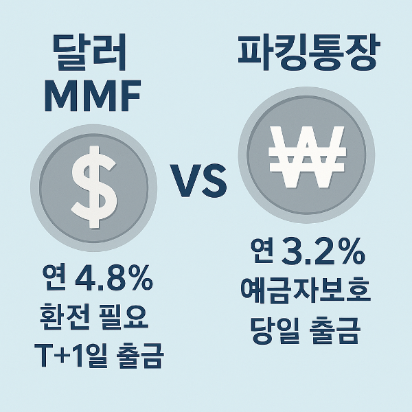 7일 만기 달러 MMF vs 파킹통장 – 단기 자금 어디에 보관하면 좋을까?