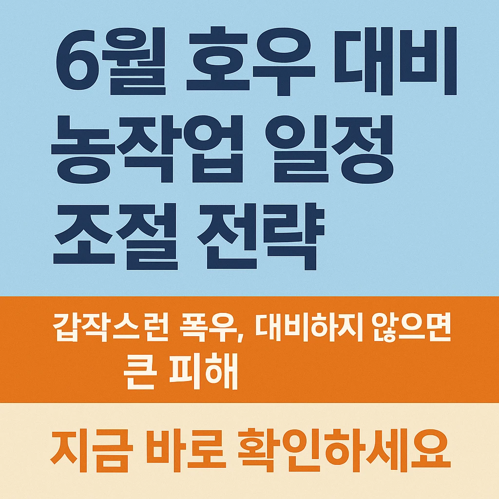 농작업안전관리 : 6월 호우 대비 농작업 일정 조절 전략
