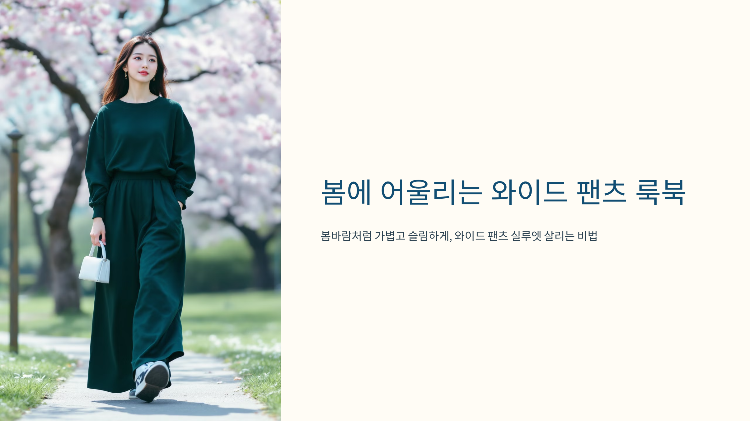 봄에 어울리는 와이드 팬츠 룩북