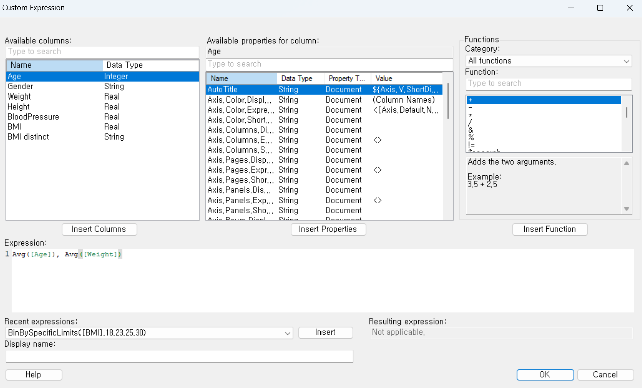 spotfire custom expression
