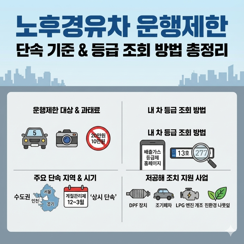 노후경유차 운행제한 단속 기준 등급 조회 방법 총정리 (+내차확인법)