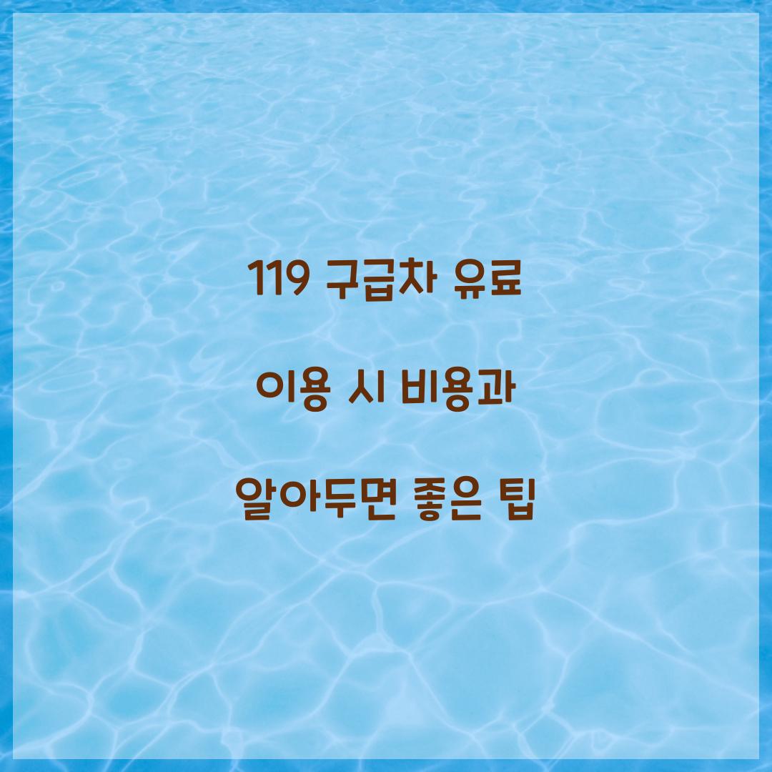 119 구급차 유료