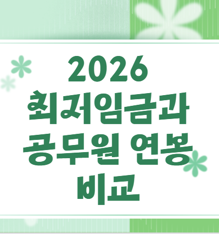 2026년 최저임금과 9급공무원 초봉 연봉 비교