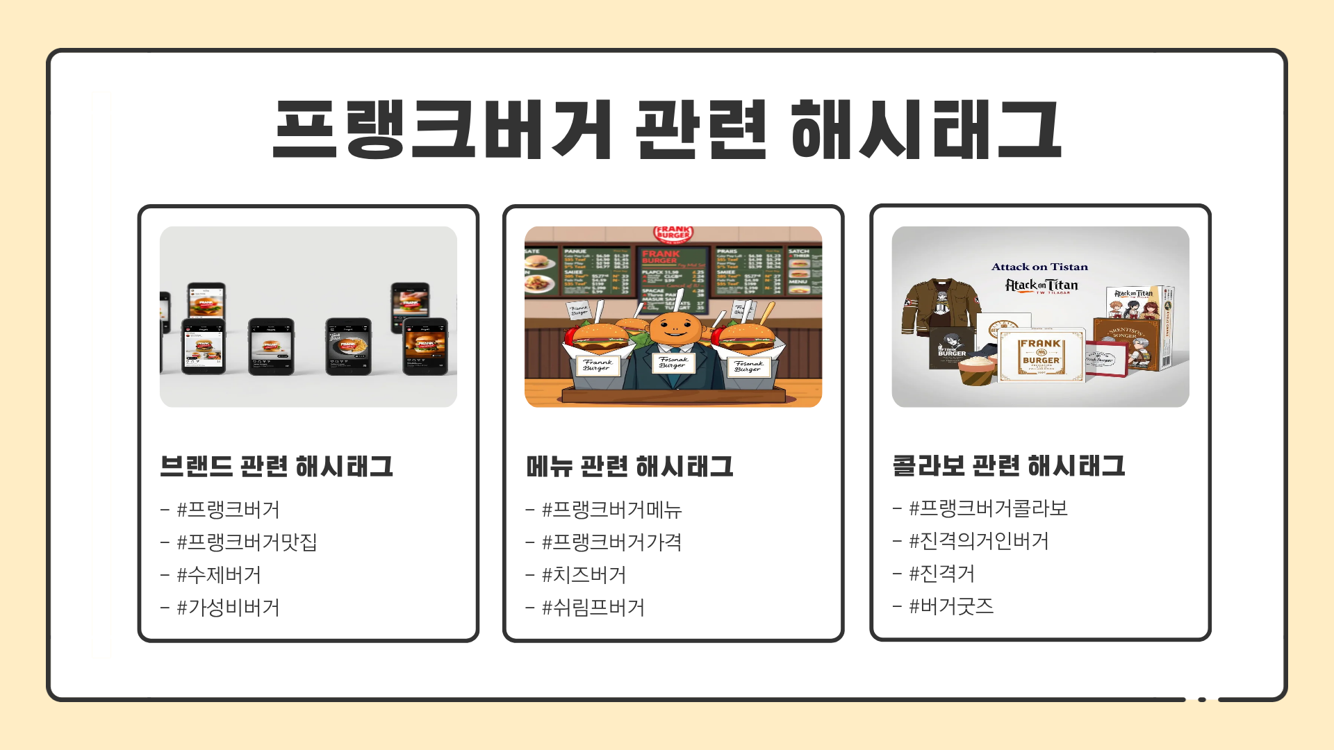 프랭크버거 메뉴 가격 총정리 + 진격의 거인 콜라보 정보까지 한눈에
