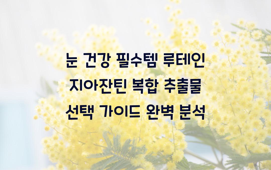 눈 건강 필수템! 루테인 지아잔틴 복합 추출물 선택 가이드