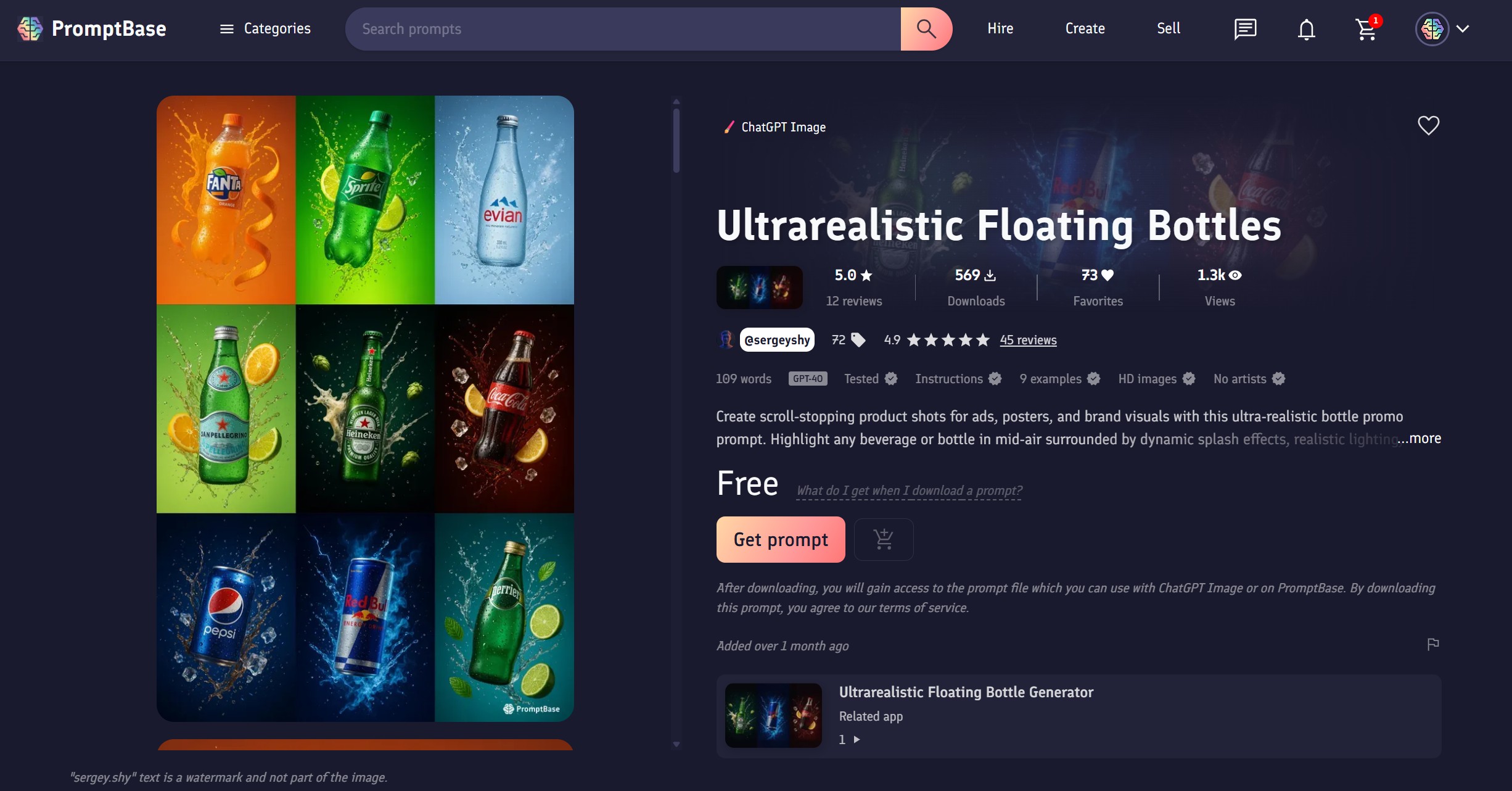 AI Prompt Generator &amp; Site 1: PromptBase
