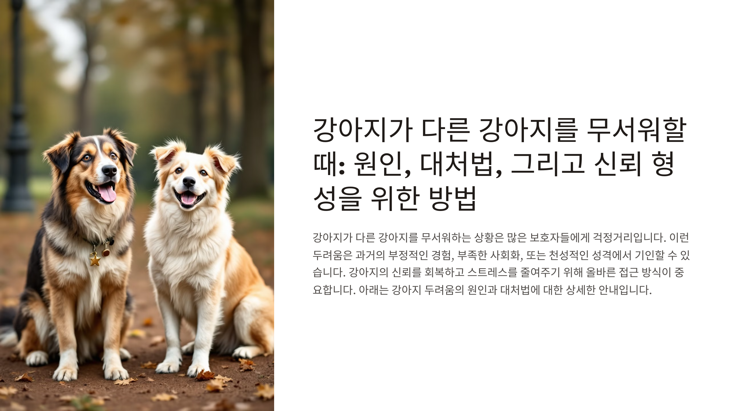 강아지가 다른 강아지를 무서워할 때: 원인, 대처법, 그리고 신뢰 형성을 위한 방법