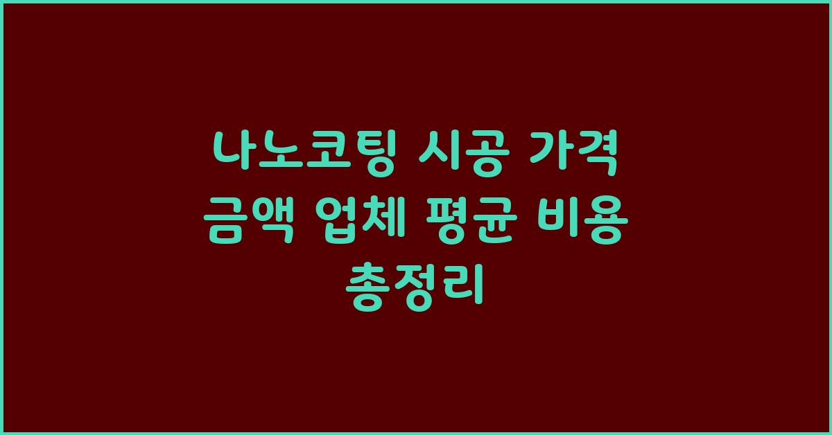 나노코팅 시공 가격 금액 업체 평균 비용