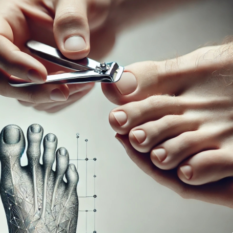 발톱을 올바르게 깎는 방법 (일자로 깎는 장면)