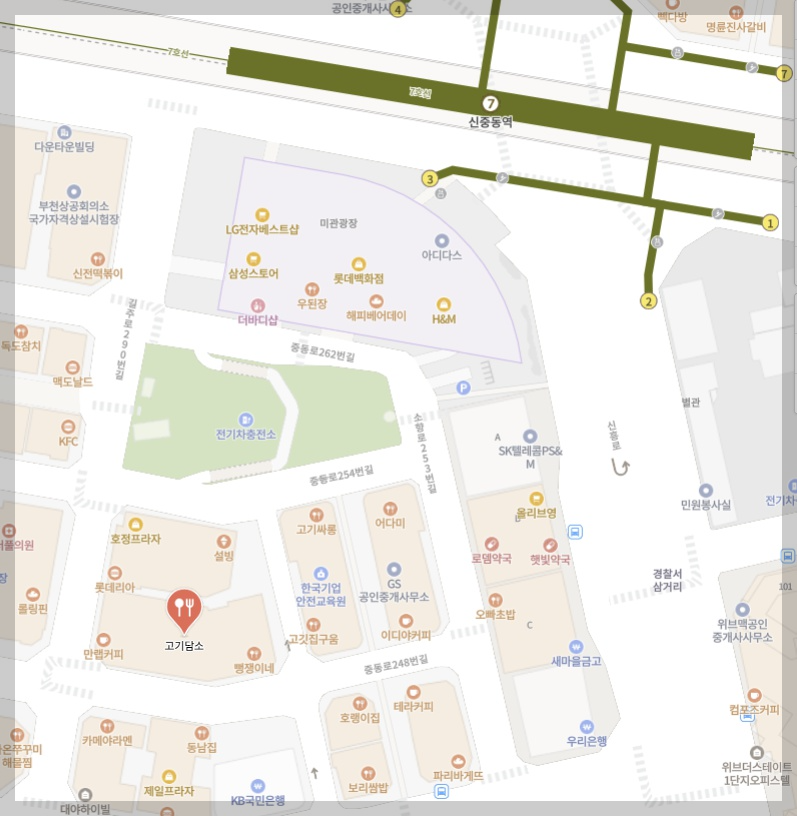 부천 고기담소 한식뷔폐 위치