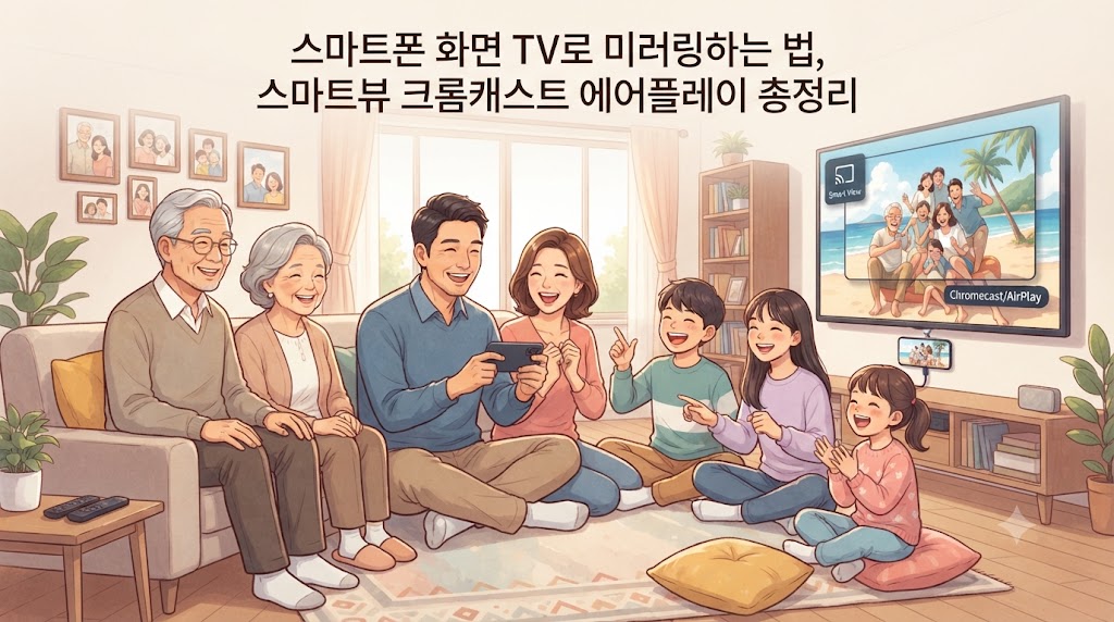 스마트폰 화면 TV로 미러링하는 법, 스마트뷰 크롬캐스트 에어플레이 총정리