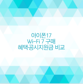 아이폰17 Wi-Fi 7 구매 혜택·공시지원금 비교