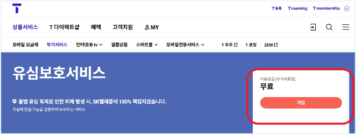 SKT 유심보호 서비스 신청