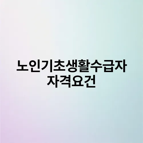 노인기초생활수급자 자격요건