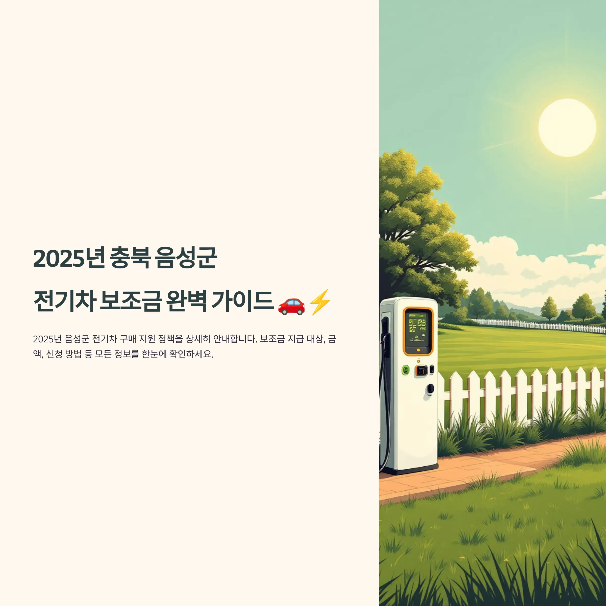2025년 충북 음성군 전기차 보조금 지원 