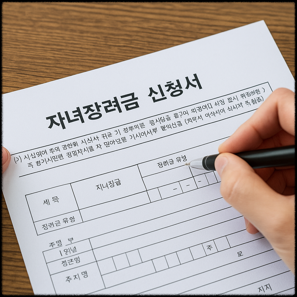 자녀장려금 신청서 작성 장면