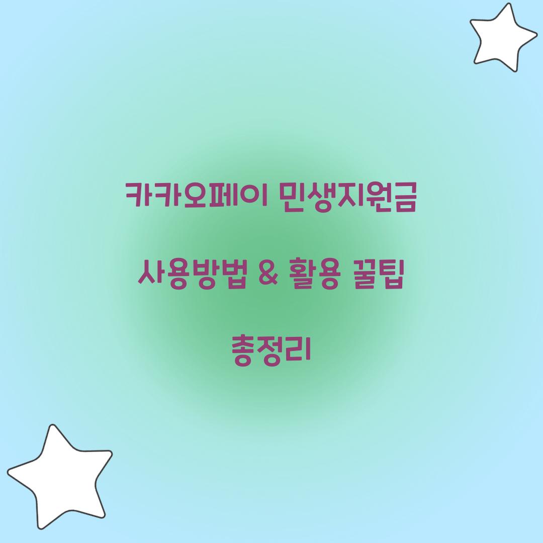 카카오페이 민생지원금 사용방법