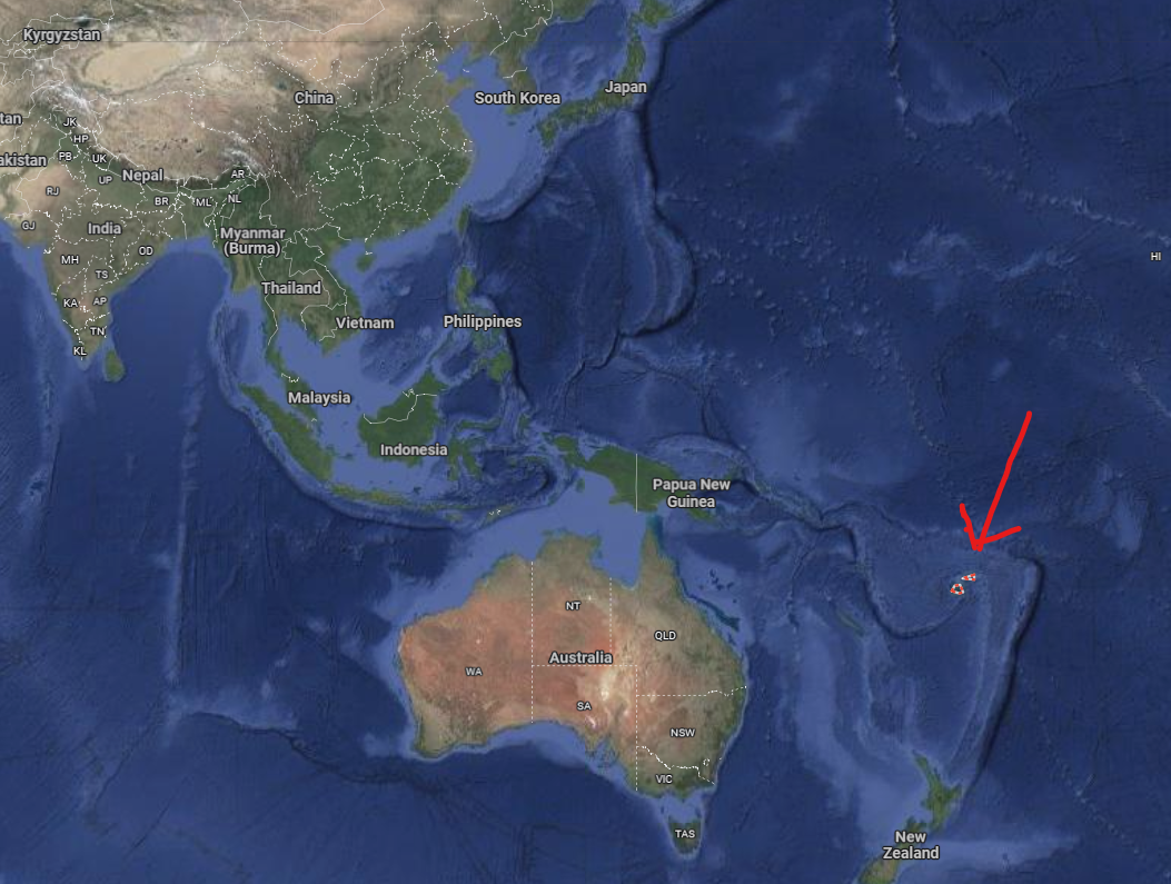 세계지도에서 피지의 위치