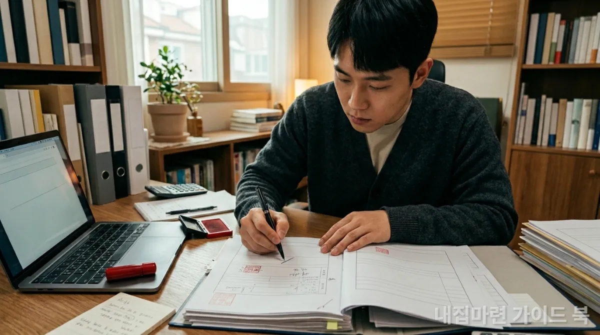 직접 등기 서류를 준비하는 젊은 한국인