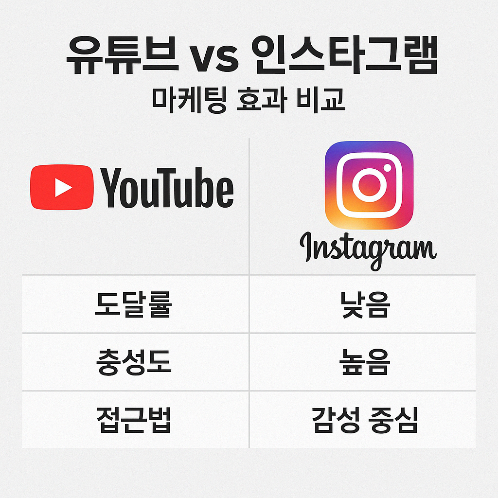 유튜브 vs 인스타그램 마케팅 효과 비교