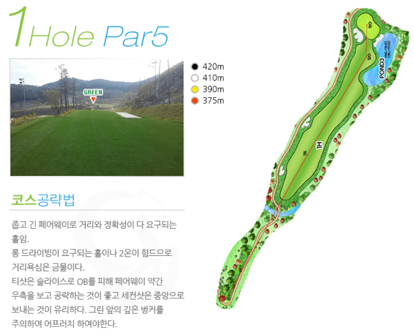 밀양 컨트리클럽 코스공략도 1